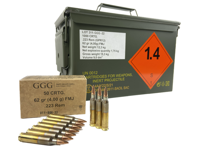 ''Aktion'' .223 Rem GGG 62gr in der M2A1 Box 1000 Stk.