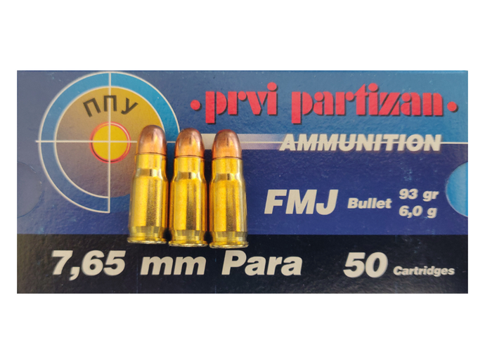 PPU 7,65 Parabellum 93 gr FMJ 50 Stk.